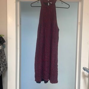 Alya Dress - Blue and Red - Floral Lace - Size Large